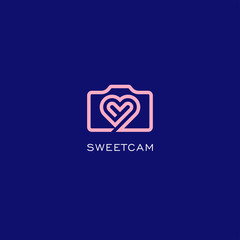 Canvas Print - Abstract sweet camera logo design. Love photography icon illustration vector 