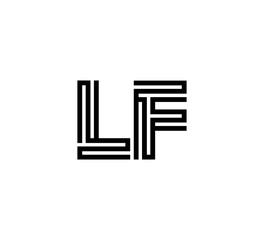 Initial two letter black line shape logo vector LF