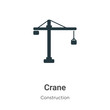 Crane vector icon on white background. Flat vector crane icon symbol sign from modern construction collection for mobile concept and web apps design.