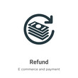 Refund vector icon on white background. Flat vector refund icon symbol sign from modern e commerce and payment collection for mobile concept and web apps design.