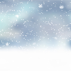 Wall Mural - Christmas background with falling snowflakes on blue. Vector