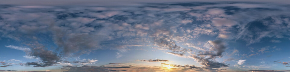 Wall Mural - seamless dark sky after sunset hdri panorama 360 degrees angle view with beautiful clouds with zenit