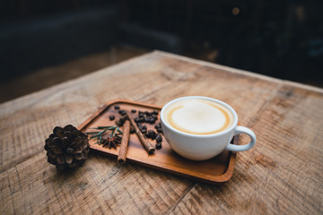 Wall Mural - Coffee, black coffee, drip coffee, Coffee on a wooden tray in the morning