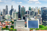 Fototapeta Londyn - Scenic view of skyscrapers in Singapore. Summer cityscape