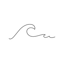 Sea Wave One Line Drawing Art. Abstract Minimal Logo