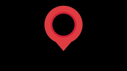 Poster - Red map marker icon. Looped animation with alpha channel. 4K resolution. 