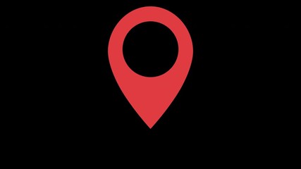 Poster - Red map marker icon. Looped animation with alpha channel. 4K resolution. 