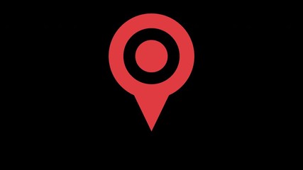Poster - red map marker icon. looped animation with alpha channel. 4k resolution.