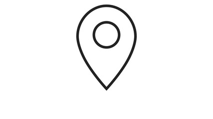 Poster - Black map marker line icon. Loop animation on white background. 4K resolution. 