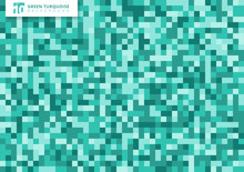 Green Turquoise Mosaic Seamless Pattern Background And Texture.