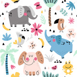 Tropical animals seamless pattern