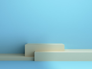 simple blue three stage podium 3d render image