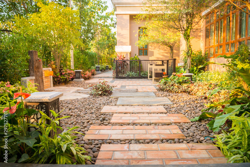 Cuadros en Lienzo decorative garden, walk way around the house