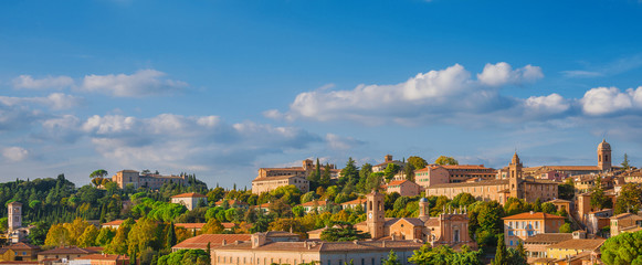 Wall Mural - Panoramic view of the beautiful Perugia medieval historic center