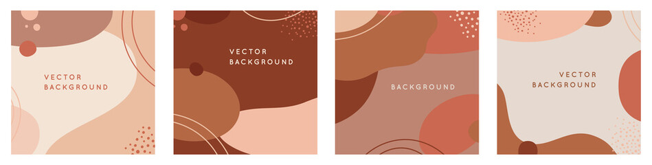 Vector set of abstract creative backgrounds in minimal trendy style with copy space for text - design templates for social media stories - simple, stylish and minimal wallpaper designs