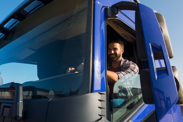 Wall Mural - Truck driver occupation. Transportation service.