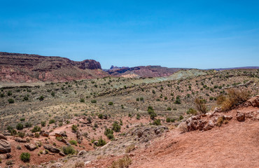 Poster - Hot stone desert of Utah, USA. Valley in Arches National Park