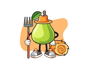 Pear farmer cartoon. Mascot Character vector.