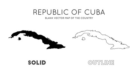 Wall Mural - Cuba map. Blank vector map of the Country. Borders of Cuba for your infographic. Vector illustration.