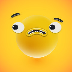 Yellow high-detailed emoticon face, vector illustration