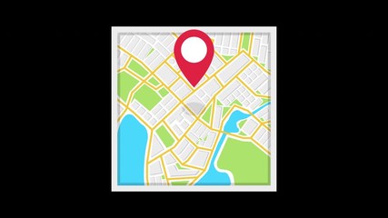 Poster - Navigation map and red checkpoint icon. Looped animation with alpha channel. 4K resolution. 