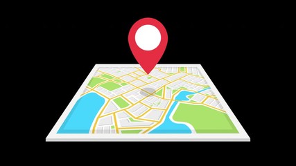 Poster - Navigation map and red checkpoint icon. Looped animation with alpha channel. 4K resolution. 