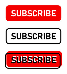 Poster - Set with three button subscribe of different design on white background. Vector illustration.