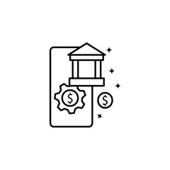 Poster - Online banking dollar icon. Simple line, outline vector of mobile payment icons for ui and ux, website or mobile application