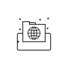 Poster - Smartphone global data icon. Simple line, outline vector of mobile payment icons for ui and ux, website or mobile application