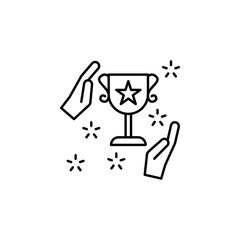 Poster - Trophy, hands, winner cup icon. Simple line, outline vector of winning for ui an