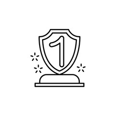Poster - first place, prize, shield icon. simple line, outline vector of winning for ui a