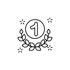 Poster - First prize, laurel branch icon. Simple line, outline vector of winning for ui a