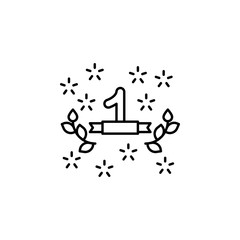 Poster - First place, laurel branch, tape icon. Simple line, outline vector of winning fo