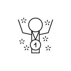Poster - Man, medal, winner icon. Simple line, outline vector of winning for ui and ux, w