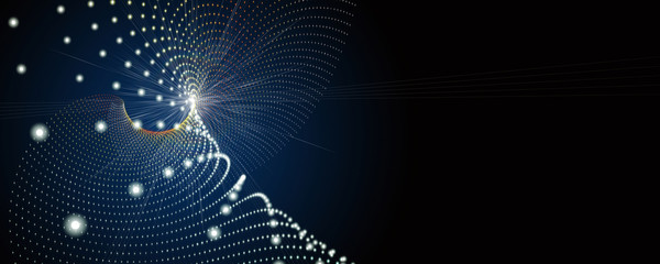 futuristic particle panorama background design illustration with lights and space for text
