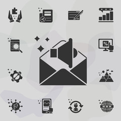 Poster - Online marketing, email marketing icon. Universal set of online marketing for website design and development, app development