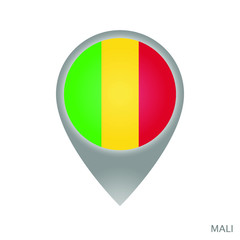 Sticker - Map pointer with flag of Mali. Colorful pointer icon for map. Vector Illustration.