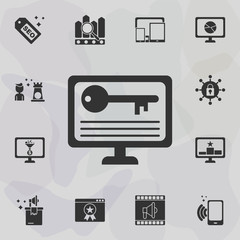 Poster - online marketing, keyword icon. universal set of online marketing for website design and development