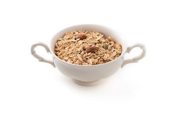 Wall Mural - Granola, oatmeal with almond food background