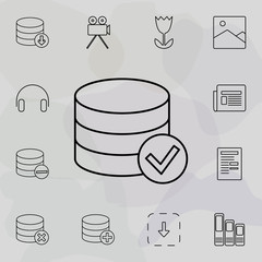Poster - collected coins and checked sign icon. Universal set of web for website design and development, app development