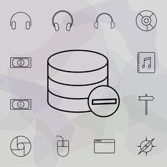 Poster - collected coins with minus sign icon. Universal set of web for website design and development, app development