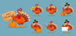 © vectorkif - Thanksgiving turkey, set of seven poses