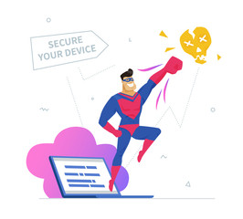 Antivirus software metaphor flat design style vector illustration
