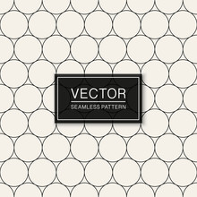 Vector Seamless Geometric Simple Pattern. Thin Grid Texture. Repeating Abstract Minimalistic Background With Circle Shapes