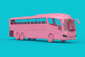 Poster - Big Pink Coach Tour Bus Duotone. 3d Rendering