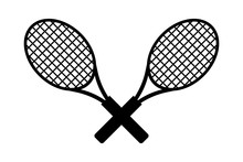 Two Tennis Racket Icon. Cross Position Of Tennis Racket