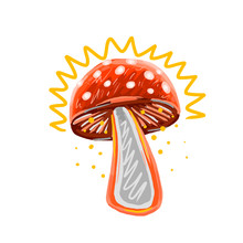 Amanita Mushroom Freehand Drawing Vector Illustration Print