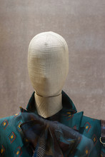 Fabric Mannequin, Bald Linen Head . Rag Mannequin In A Shop Window Of A Fashionable Store