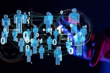 diverse business team succes, network icons