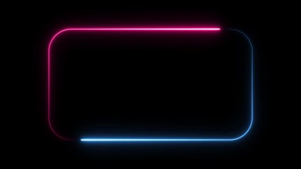 Poster - Glowing neon abstract light frame background. Pink and Blue border. 3D Render